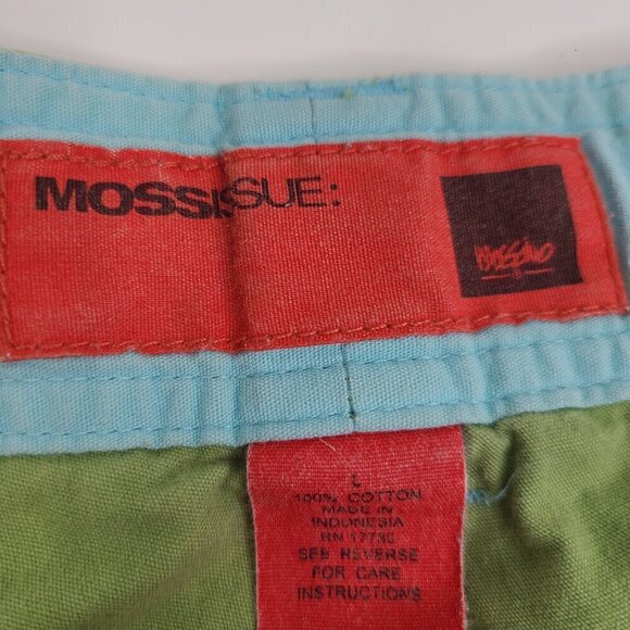 Y2K 2000s MossIssue Mossimo Lime Green Blue Cargo Shorts  Low Rise Drawstring - Picture 7 of 9